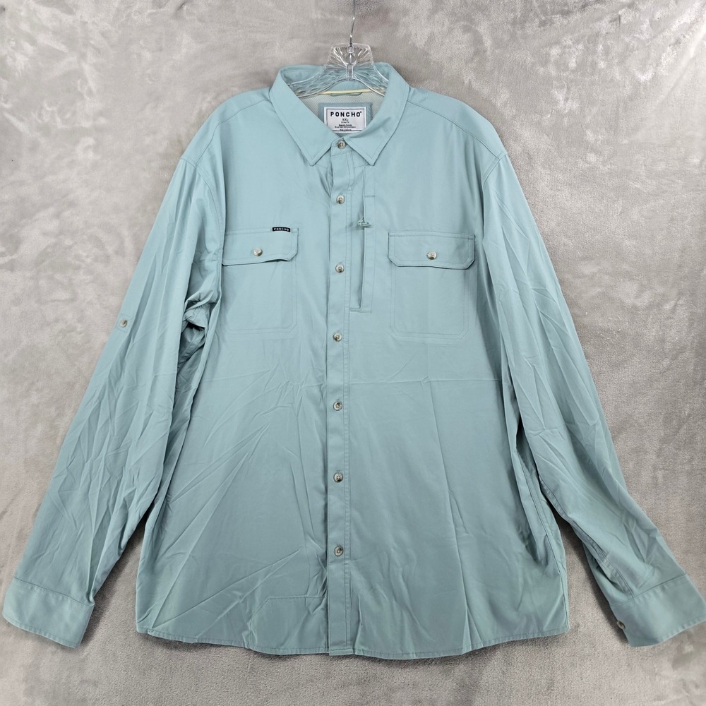 Poncho Outdoor Shirt Mens XXL Slim Fit Magnetic Pockets Long Sleeve Hiking